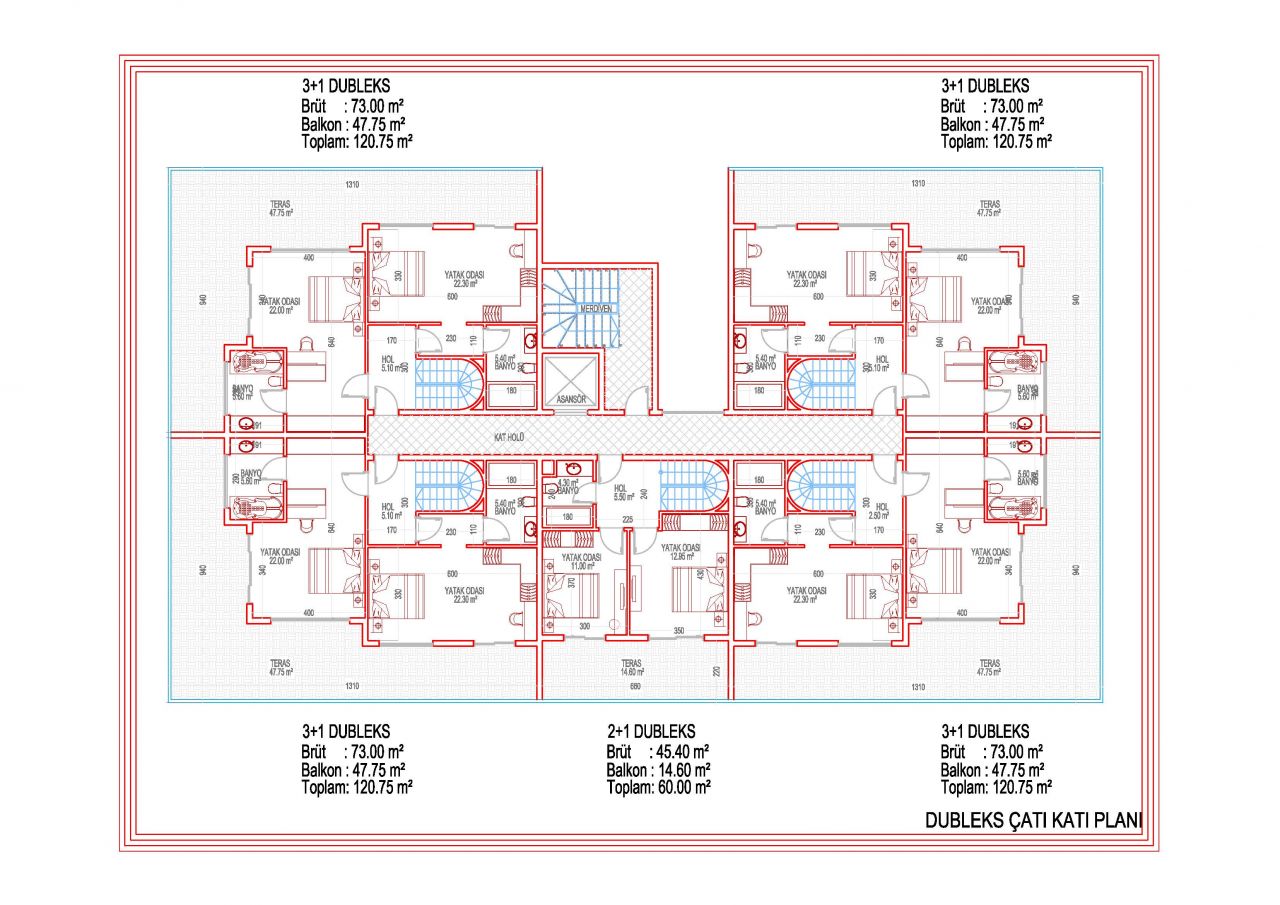 DUBLEKS ÇATI KATI PLANI